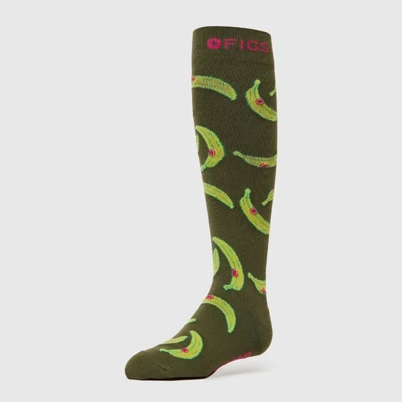 Figs Olive Banana Print Women's Socks - Picture 1 of 1